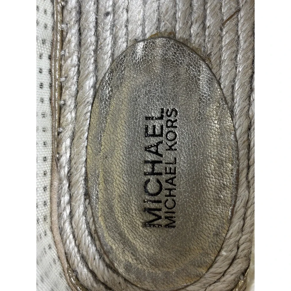 Michael Kors Kendrick Espadrilles Womens 7.5 Gold Glitter Metallic Slip On Flats